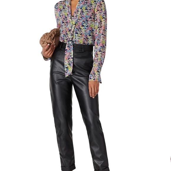 JASON WU Collection Floral Multicolor Lined Women’s Blouse w Attached Neck Tie - Picture 2 of 11